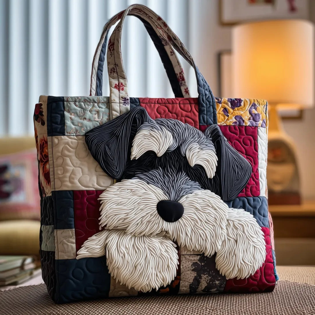 Hilda - Kangaskassi schnauzer-kuviolla