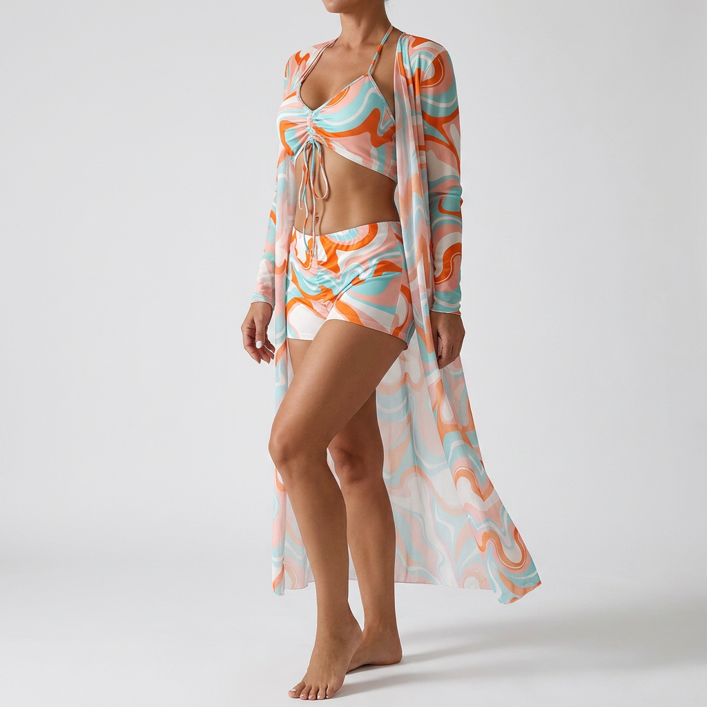 Trio - Kolmiosainen bikini-setti kauniilla kuviolla