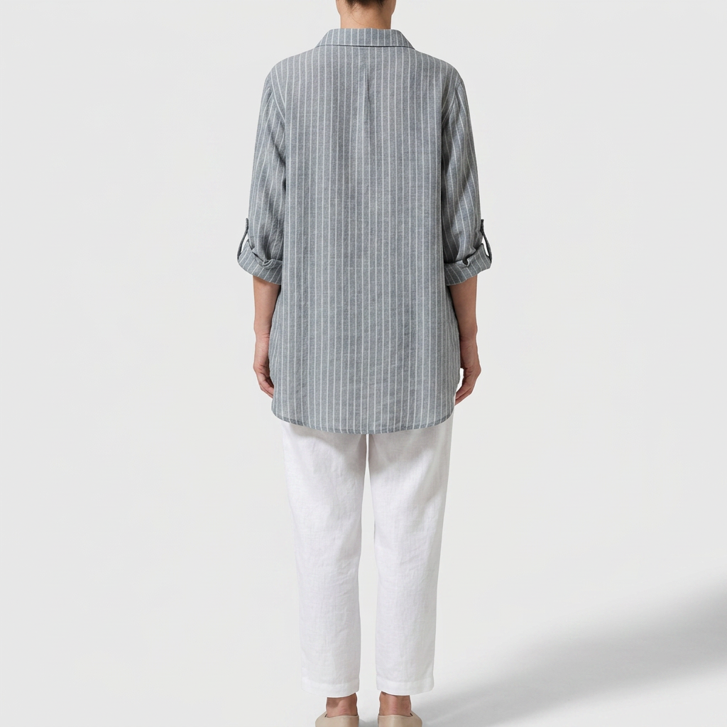 Klara - Pellavabluusi harmaalla elegantilla sävyllä