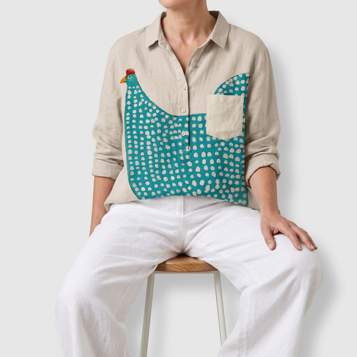 Kaarina - Pellavapusero hienostuneella ilmeellä