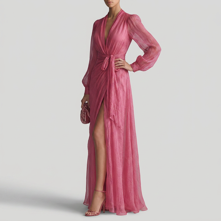 Siiri - Chiffon-mekko V-pääntiellä romanttisella ilmeellä